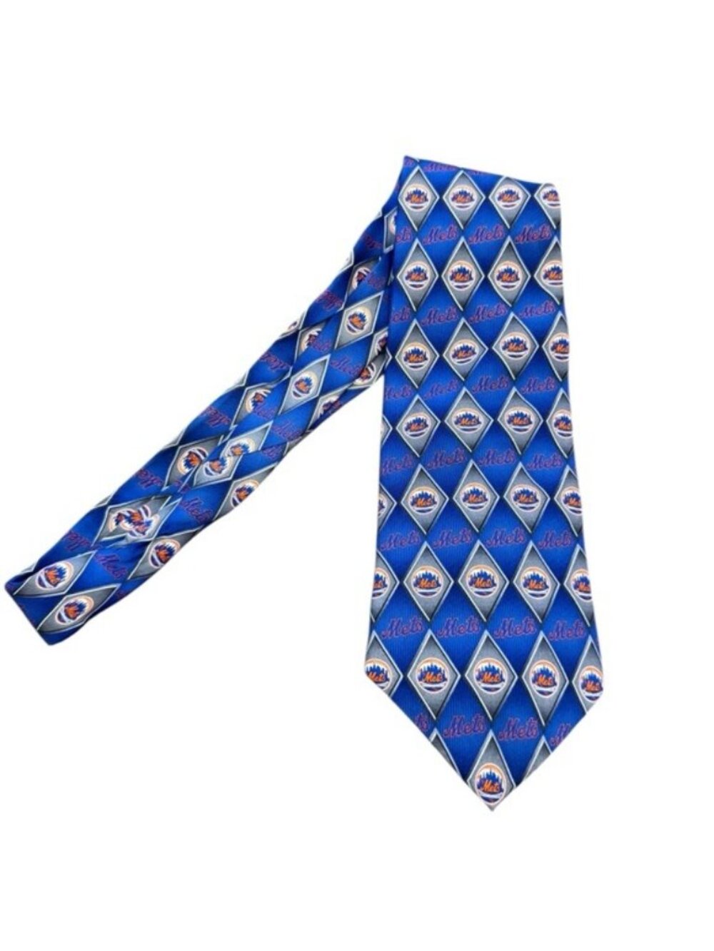 NY Mets MLB Baseball Tie 100% Silk Eagle Neckwear Men’s Necktie Blue Orange